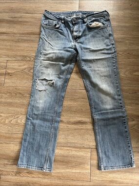 Men's Buffalo Light Blue Distressed Jeans - Casual Straight Fit